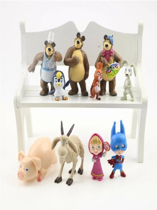 1to3 Other - Masha And The Bear Masha Bear 10 PCS Action Figures Toy Dolls Gift Cake Topper
